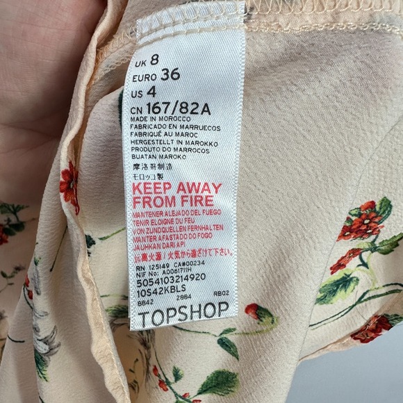 Topshop Floral Button Front Mini Dress Womens 4 Romantic Whimsical Fairy Cottage - Picture 7 of 9